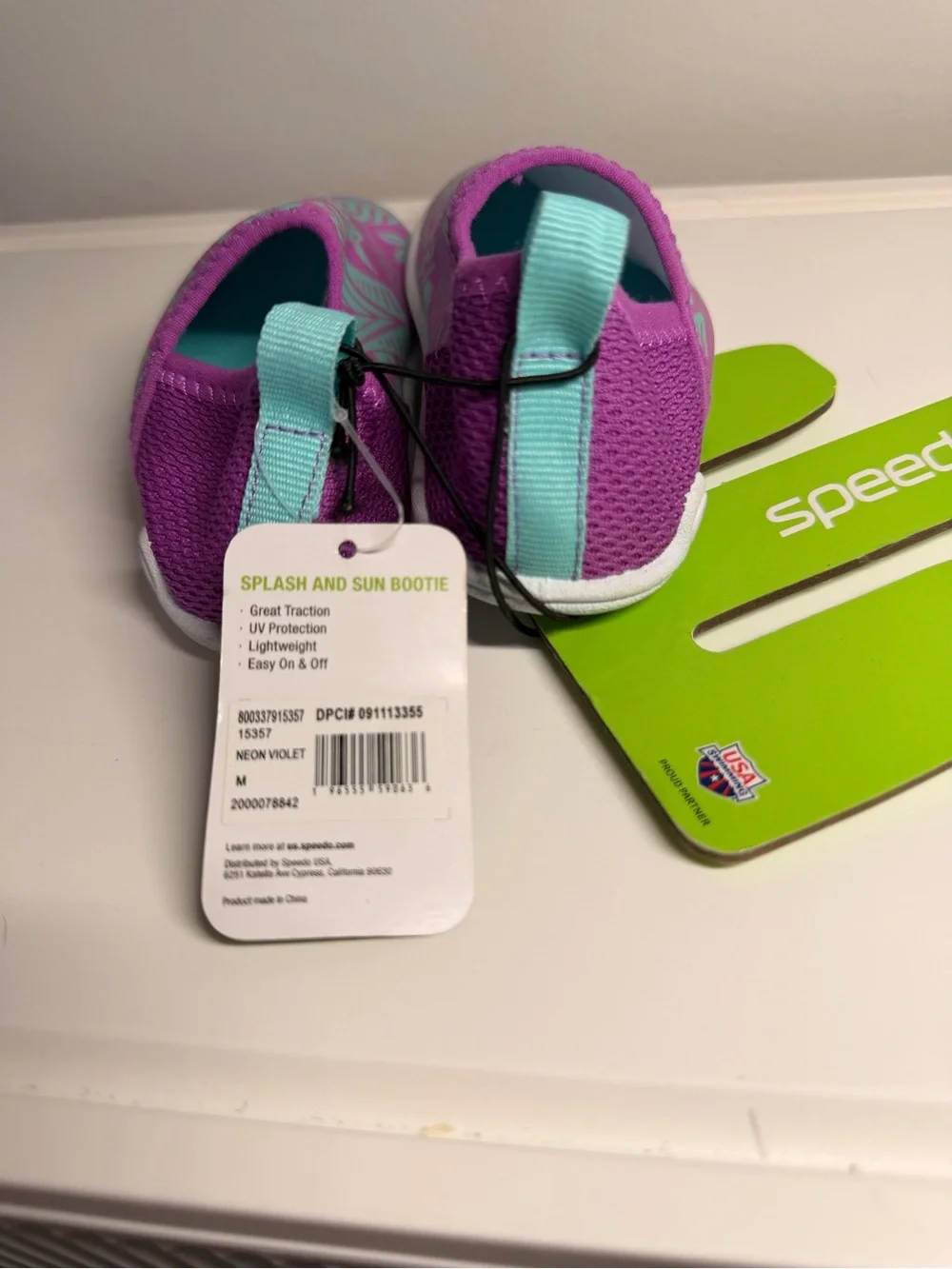 Speedo Kids Splash & Sun Booties Swim Water Shoes Slip On M Neon Violet NWT